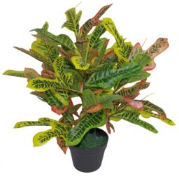 Leaf 65cm Artificial Codiaeum Multicoloured House Plant in Orange - thumbnail 1