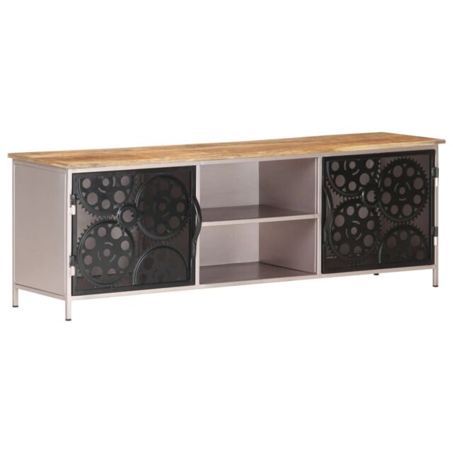 Berkfield Home TV Cabinet 120x30x40 cm Rough Mango Wood in Brown - Size: 120 x 30 x 40 cm - image 1