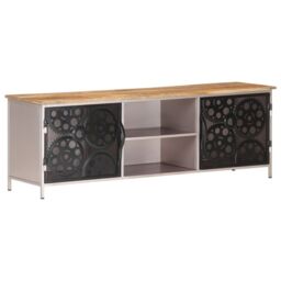 Berkfield Home TV Cabinet 120x30x40 cm Rough Mango Wood in Brown - Size: 120 x 30 x 40 cm - thumbnail 1