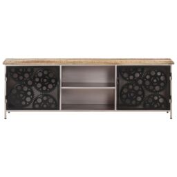 Berkfield Home TV Cabinet 120x30x40 cm Rough Mango Wood in Brown - Size: 120 x 30 x 40 cm - thumbnail 2