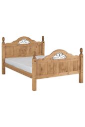 "Seconique Corona Scroll 4'6"" Double Bed High Foot End in Natural" - thumbnail 1