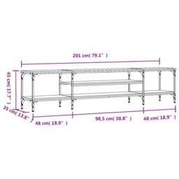 Berkfield Home TV Cabinet Sonoma Oak 201x35x45 cm Engineered Wood&Iron - Size: 201 x 35 x 45 cm - thumbnail 9