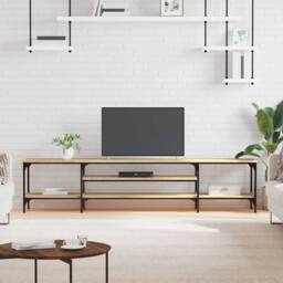 Berkfield Home TV Cabinet Sonoma Oak 201x35x45 cm Engineered Wood&Iron - Size: 201 x 35 x 45 cm - thumbnail 2