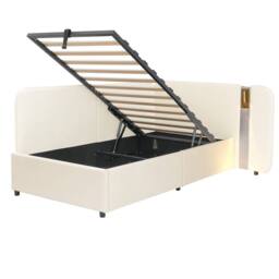 Merax 3ft Single L-shaped Velvet Upholstered Daybed with Storage & USB Light in Beige - thumbnail 9