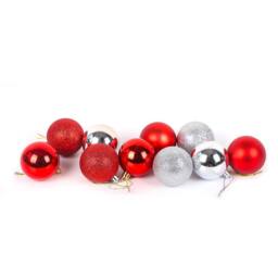 Voltico Christmas Decoration Baubles Red&Silver 55mm 35pcs Set in Red - Size: 30 Pieces - thumbnail 4
