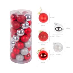 Voltico Christmas Decoration Baubles Red&Silver 55mm 35pcs Set in Red - Size: 30 Pieces - thumbnail 3