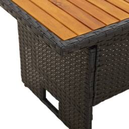 Berkfield Home Garden Table Black 100x50x43/63 cm Solid Wood Acacia&Poly Rattan - thumbnail 6