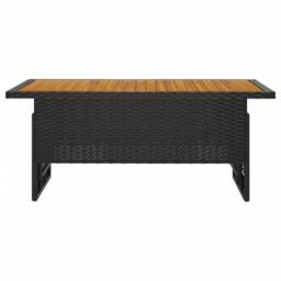Berkfield Home Garden Table Black 100x50x43/63 cm Solid Wood Acacia&Poly Rattan - thumbnail 3