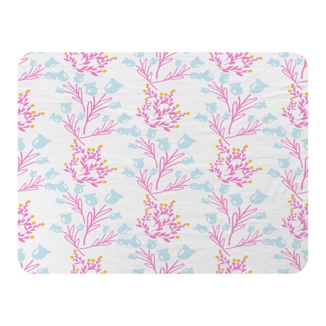 Benjamin Tate Design Pink & Blue Flower Design Blanket in Natural - Size: 120 cm x 150 cm - image 1