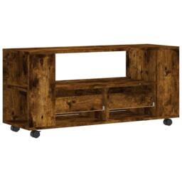 Berkfield Home TV Cabinet Smoked Oak 102x34.5x43 cm Engineered Wood in Brown - thumbnail 8