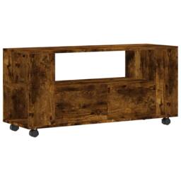 Berkfield Home TV Cabinet Smoked Oak 102x34.5x43 cm Engineered Wood in Brown - thumbnail 3