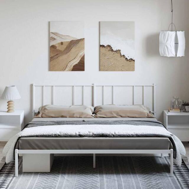 Berkfield Home Metal Bed Frame with Headboard White 193x203 cm - image 1