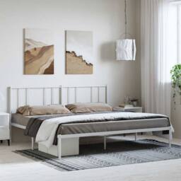 Berkfield Home Metal Bed Frame with Headboard White 193x203 cm - thumbnail 2