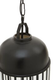 Orsina Antique Black Pendant Light, Open Frame One Bulb Cage Light, Handcrafted Metal & Glass Hanging Fixture - thumbnail 4