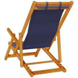 Berkfield Home Folding Beach Chair with Armrests Blue Acacia Wood & Textilene - thumbnail 7