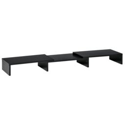 VINSETTO Dual Monitor Stand Riser with 3 Shelves Adjustable Length & Angle in Black - thumbnail 2