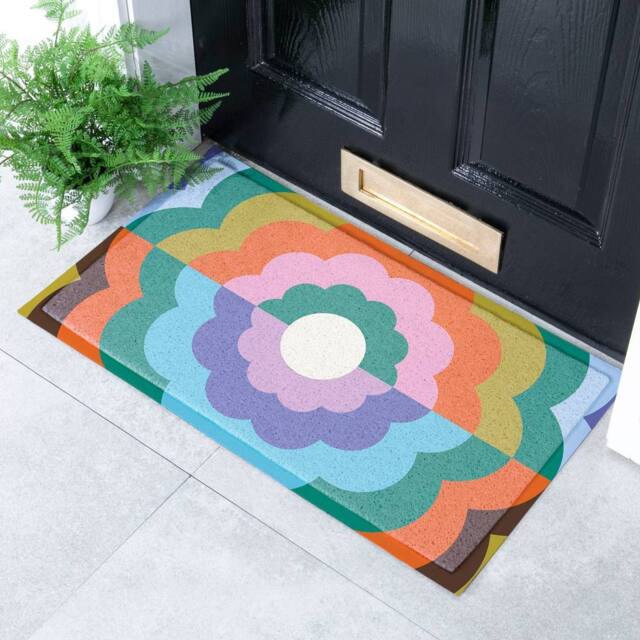 Artsy Mats Elizabeth Olwen Petal Close Up Indoor/Outdoor Doormat (70x40cm) in Blue - Size: 40 cm x 70 cm - image 1