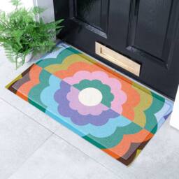 Artsy Mats Elizabeth Olwen Petal Close Up Indoor/Outdoor Doormat (70x40cm) in Blue - Size: 40 cm x 70 cm