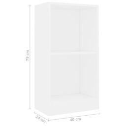 Berkfield Home Bookshelf White 40x24x75 cm Engineered Wood - Size: 40 x 24 x 75 cm - thumbnail 6