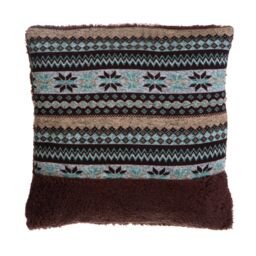 Orsina Fairisle Brown Throw Cushion, Polyester Décor Cushion for Relaxing, Washable Cushion for Sofa, Bed, Chair - thumbnail 1