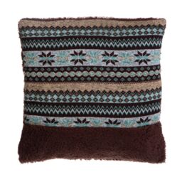 Orsina Fairisle Brown Throw Cushion, Polyester Décor Cushion for Relaxing, Washable Cushion for Sofa, Bed, Chair - thumbnail 2