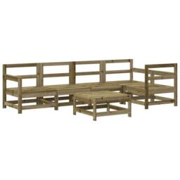 Berkfield Home 6 Piece Garden Lounge Set Impregnated Wood Pine in Brown - thumbnail 1