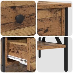 Berkfield Home Bedside Table Old Wood 40x42x45 cm Engineered Wood in Brown - Size: 40 x 42 x 45 cm - thumbnail 9
