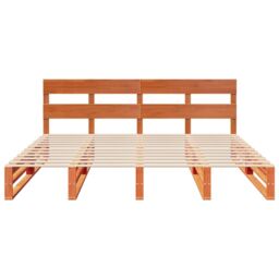 Berkfield Home Bed Frame without Mattress Wax Brown 180x200 cm Super King Solid Wood Pine - thumbnail 6