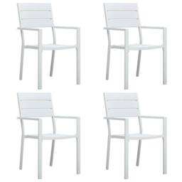 Berkfield Home Garden Chairs 4 pcs White HDPE Wood Look - thumbnail 2