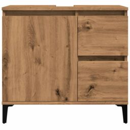 Berkfield Home Sink Cabinet Artisan Oak 65x33x60 cm Engineered Wood in Brown - Size: 65 x 33 x 60 cm - thumbnail 4