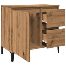 Berkfield Home Sink Cabinet Artisan Oak 65x33x60 cm Engineered Wood in Brown - Size: 65 x 33 x 60 cm - thumbnail 5