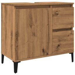 Berkfield Home Sink Cabinet Artisan Oak 65x33x60 cm Engineered Wood in Brown - Size: 65 x 33 x 60 cm - thumbnail 2