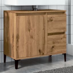 Berkfield Home Sink Cabinet Artisan Oak 65x33x60 cm Engineered Wood in Brown - Size: 65 x 33 x 60 cm - thumbnail 1