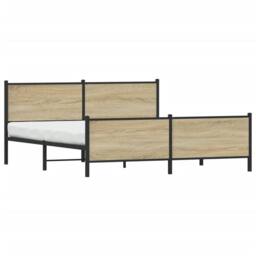 Berkfield Home Metal Bed Frame without Mattress Sonoma Oak 200x200 cm in Light Tan - thumbnail 1