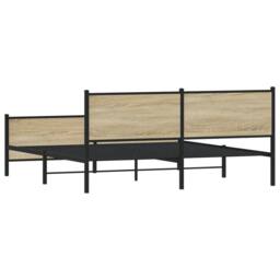 Berkfield Home Metal Bed Frame without Mattress Sonoma Oak 200x200 cm in Light Tan - thumbnail 7