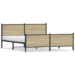 Berkfield Home Metal Bed Frame without Mattress Sonoma Oak 200x200 cm in Light Tan - thumbnail 3