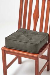 Homescapes Faux Suede Dining Chair Booster Cushion in Grey - Size: 40 cm x 40 cm - thumbnail 1