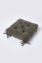 Homescapes Faux Suede Dining Chair Booster Cushion in Grey - Size: 40 cm x 40 cm - thumbnail 2