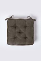 Homescapes Faux Suede Dining Chair Booster Cushion in Grey - Size: 40 cm x 40 cm - thumbnail 3