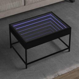 Berkfield Home Coffee Table with Infinity LED Black 70x50x41 cm - Size: 70 x 50 x 41 cm - thumbnail 2