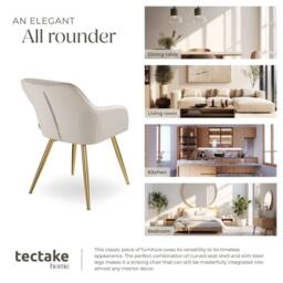 tectake Accent Chair Marilyn Per Piece - Taupe/Gold in Taupe - Size: 1 Pack - thumbnail 7