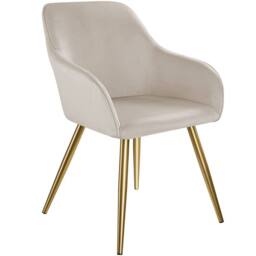 tectake Accent Chair Marilyn Per Piece - Taupe/Gold in Taupe - Size: 1 Pack