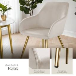 tectake Accent Chair Marilyn Per Piece - Taupe/Gold in Taupe - Size: 1 Pack - thumbnail 4