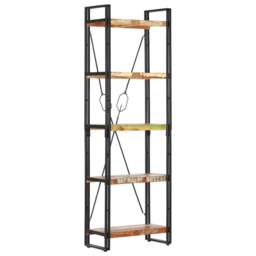 Berkfield Home 5-Tier Bookcase 60x30x180 cm Solid Reclaimed Wood in Brown - Size: 60 x 30 x 180 cm - thumbnail 1
