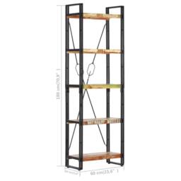 Berkfield Home 5-Tier Bookcase 60x30x180 cm Solid Reclaimed Wood in Brown - Size: 60 x 30 x 180 cm - thumbnail 6