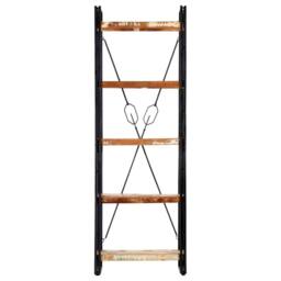 Berkfield Home 5-Tier Bookcase 60x30x180 cm Solid Reclaimed Wood in Brown - Size: 60 x 30 x 180 cm - thumbnail 2