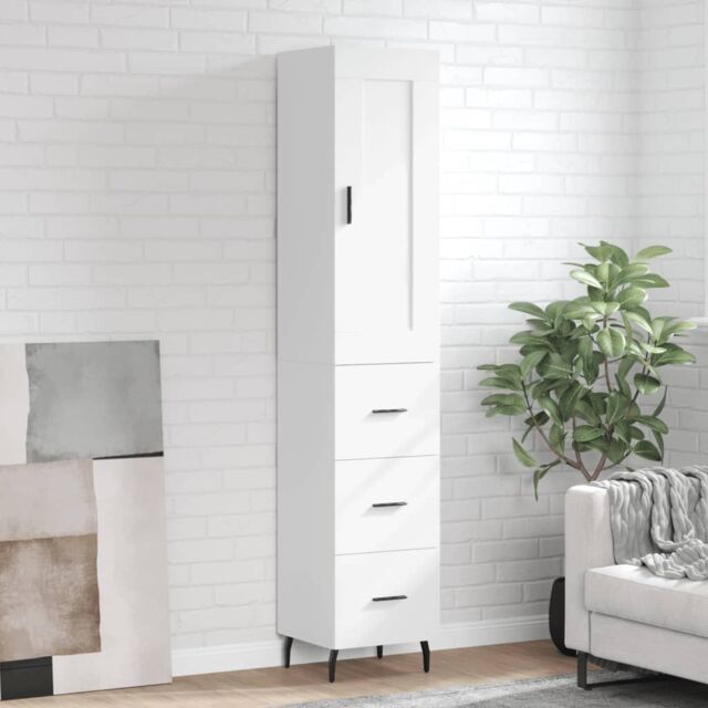 Berkfield Home Highboard White 34.5x34x180 cm Engineered Wood - image 1