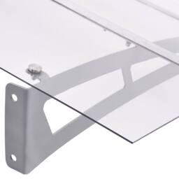 Berkfield Home Durable Door Canopy Silver & Transparent 150x90 cm PET in Clear - thumbnail 4