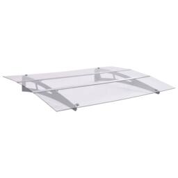 Berkfield Home Durable Door Canopy Silver & Transparent 150x90 cm PET in Clear - thumbnail 2