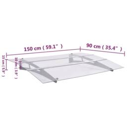 Berkfield Home Durable Door Canopy Silver & Transparent 150x90 cm PET in Clear - thumbnail 6